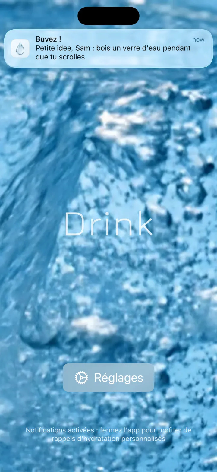 Drink — Des messages adaptés au moment